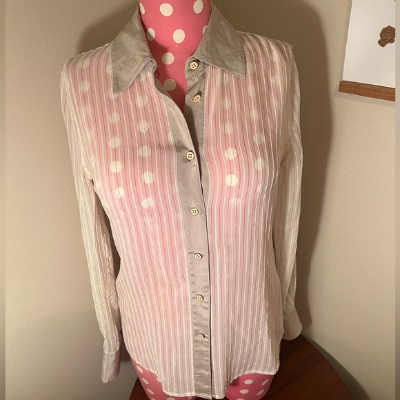 Tory Burch Misty Silk Blouse Ivory Combo Size 0 XS - Picture 10 of 15